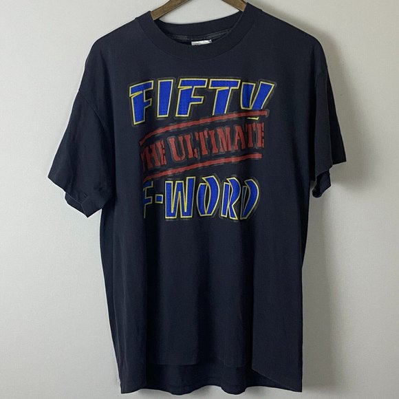 VINTAGE FIFTY F WORD Mens Black B DAY Short Sleeve T Shirt Size XL Single Stitch - Picture 2 of 9